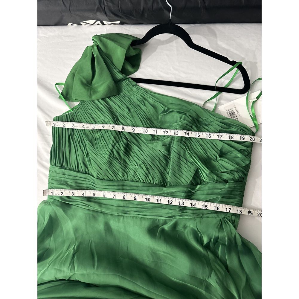 NWD $398 Mac Duggal [ 14 ] Pleated One‎ Shoulder Chiffon Gown Green #G1782 - Picture 3 of 16